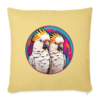 Cockatoos Cockadous couple in the colorful color wheel - Sofa pillowcase 17,3'' x 17,3'' (45 x 45 cm) - washed yellow - Front