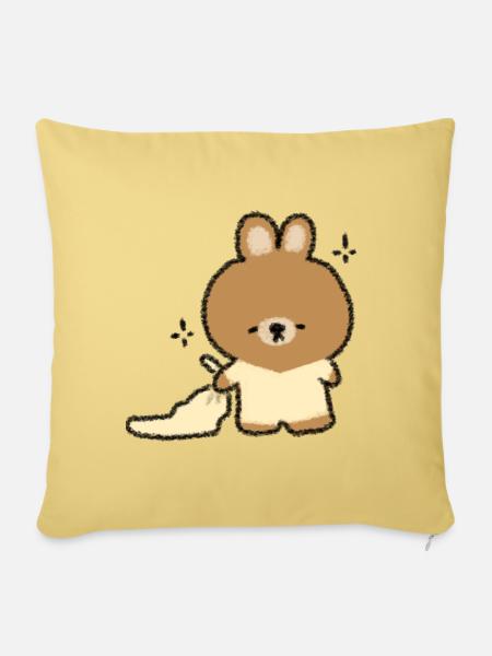 Sleepy Bunny - Sofa pillowcase 17,3'' x 17,3'' (45 x 45 cm) - washed yellow