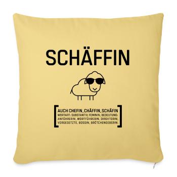SCHÄFFIN CHEFIN CHÄFFIN BOSSIN Geschenkidee - Sofakissenbezug 45 x 45 cm - Hellgelb - Vorne