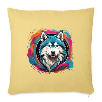 Siberian Husky Husky Portrait on Color Wheel - Sofa pillowcase 17,3'' x 17,3'' (45 x 45 cm) - washed yellow - Front