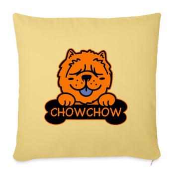 Chow Chow Chow und Knochen - Sofakissenbezug 45 x 45 cm - Hellgelb - Vorne
