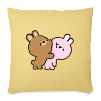 Couple de lapins - Housse de coussin décorative 45 x 45 cm - jaune délavé - Devant