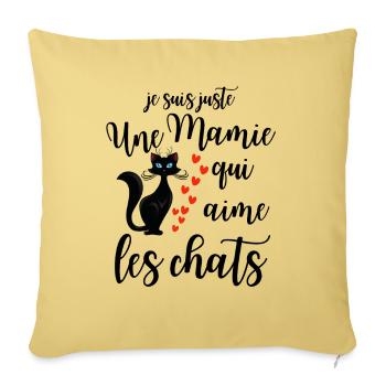 T-shirt Humour femme chat - Housse de coussin décorative 45 x 45 cm - jaune délavé - Devant