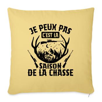 Je Peux Pas C'est La Saison De La Chasse Chasser - Housse de coussin décorative 45 x 45 cm - jaune délavé - Devant