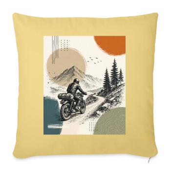Biker on mountain road - Sofa pillowcase 17,3'' x 17,3'' (45 x 45 cm) - washed yellow - Front
