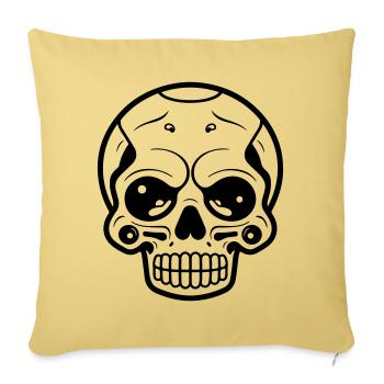 Symbole du squelette du crâne - Housse de coussin décorative 45 x 45 cm - jaune délavé - Devant