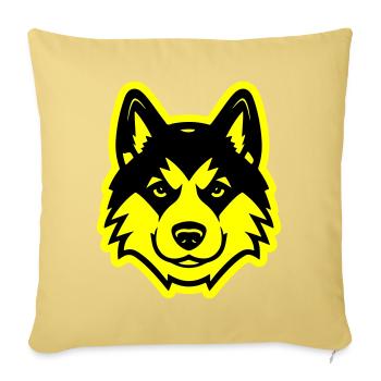 Tête de chien Akita - Housse de coussin décorative 45 x 45 cm - jaune délavé - Devant