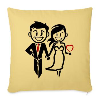Couple marié mariage mariée marié icône - Housse de coussin décorative 45 x 45 cm - jaune délavé - Devant