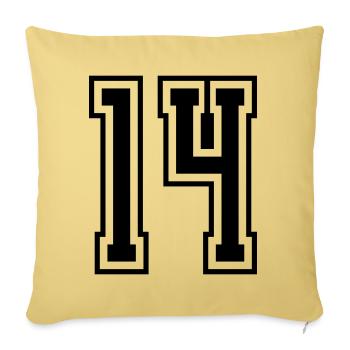 14 Numéro de numéro - Housse de coussin décorative 45 x 45 cm - jaune délavé - Devant