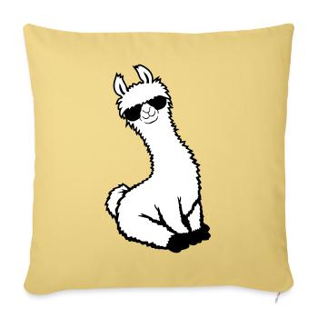 Pas de drame Lama Lunettes de soleil cool assis détendu - Housse de coussin décorative 45 x 45 cm - jaune délavé - Devant