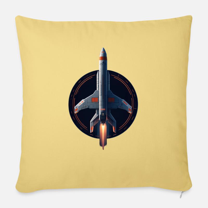 Space rocket - Sofa pillowcase 17,3'' x 17,3'' (45 x 45 cm) - washed yellow