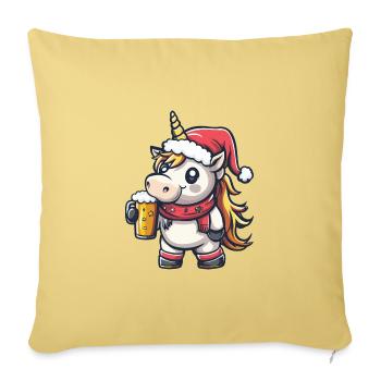 Einhorn Bier Xmas Weihnachten - Sofakissenbezug 45 x 45 cm - Hellgelb - Vorne