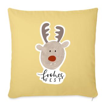 Frohes Fest Rentier Sticker - Sofakissenbezug 45 x 45 cm - Hellgelb - Vorne