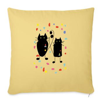 Cats - Sofa pillowcase 17,3'' x 17,3'' (45 x 45 cm) - washed yellow - Front
