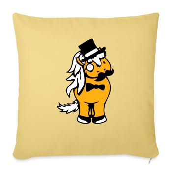 Cheval Sir Lord Rich Monocle Lunettes Chapeau haut de forme - Housse de coussin décorative 45 x 45 cm - jaune délavé - Devant