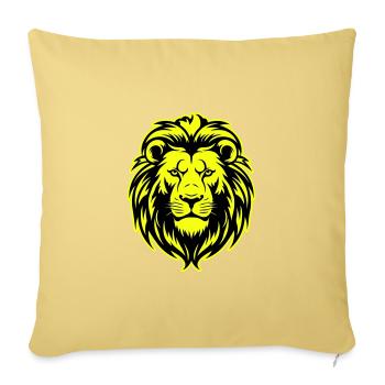 Icône de portrait de tête de lion - Housse de coussin décorative 45 x 45 cm - jaune délavé - Devant