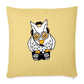 Gamer Owl Gaming Player Controller Headset Fun - Housse de coussin décorative 45 x 45 cm - jaune délavé - Devant