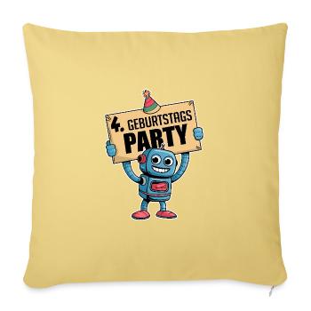 Ich bin 4 Jahre vierter Geburtstag mit Roboter - Sofakissenbezug 45 x 45 cm - Hellgelb - Vorne