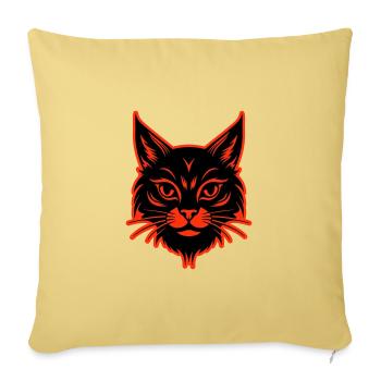 Cat Head - Sofa pillowcase 17,3'' x 17,3'' (45 x 45 cm) - washed yellow - Front