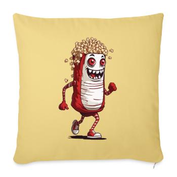 Soirée cinéma drôle de monstre pop-corn d’Halloween - Housse de coussin décorative 45 x 45 cm - jaune délavé - Devant