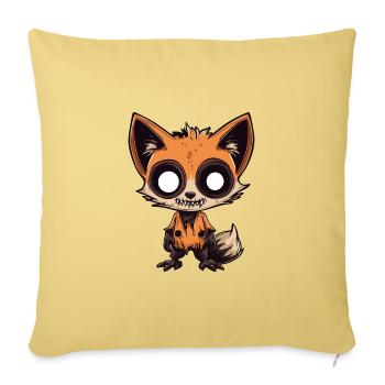 Renard Halloween Bande Dessinée Drôle - Housse de coussin décorative 45 x 45 cm - jaune délavé - Devant
