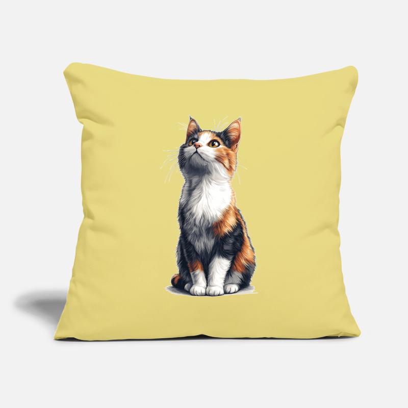 Bunte sitzende Comic Katze Sofakissenbezug 45 x 45 cm