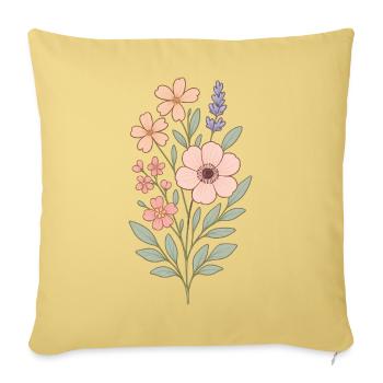 Pastel Flowers Watercolor Bouquet - Sofa pillowcase 17,3'' x 17,3'' (45 x 45 cm) - washed yellow - Front