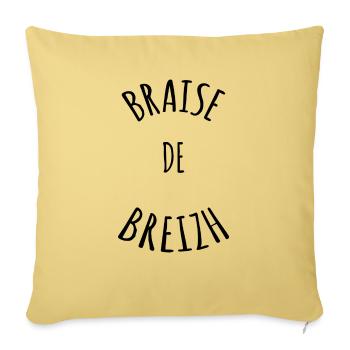Tshirt breton breizh , tshirt humoristique breizh - Housse de coussin décorative 45 x 45 cm - jaune délavé - Devant