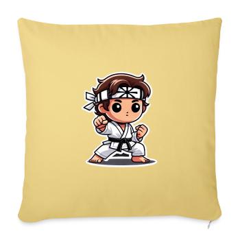 Warrior child in traditional fighting position - Sofa pillowcase 17,3'' x 17,3'' (45 x 45 cm) - washed yellow - Front