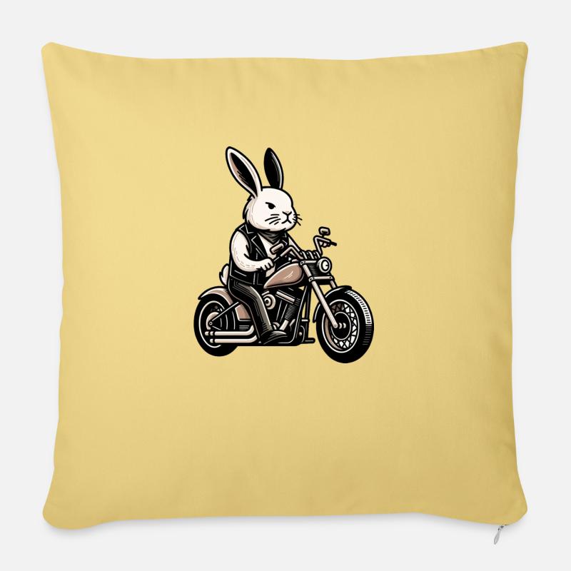 Biker Hase - Sofakissenbezug 45 x 45 cm - Hellgelb