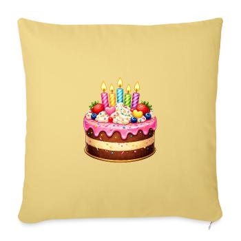 Gâteau d’anniversaire avec bougies - Housse de coussin décorative 45 x 45 cm - jaune délavé - Devant