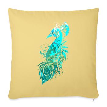 Splash Art Blue Peacock - Housse de coussin décorative 45 x 45 cm - jaune délavé - Devant