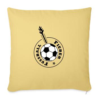 Fussball-Fieber (schwarz-weißer Ball) - Sofakissenbezug 45 x 45 cm - Hellgelb - Vorne