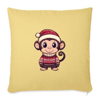 Bande dessinée de Noël Singe - Housse de coussin décorative 45 x 45 cm - jaune délavé - Devant
