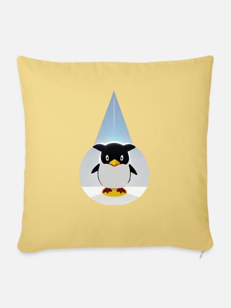 Kleiner Held Pinguin - Sofakissenbezug 45 x 45 cm - Hellgelb