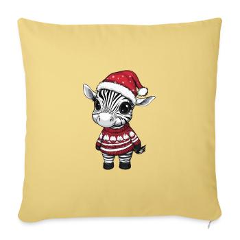 Zebra Weihnachten Comic - Sofakissenbezug 45 x 45 cm - Hellgelb - Vorne