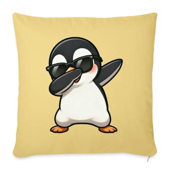 Dabbing Pingouin - Housse de coussin décorative 45 x 45 cm - jaune délavé - Devant