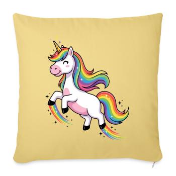 Rainbow Unicorn Parade - Sofa pillowcase 17,3'' x 17,3'' (45 x 45 cm) - washed yellow - Front