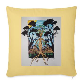 Arbre racine dans le référentiel - Housse de coussin décorative 45 x 45 cm - jaune délavé - Devant