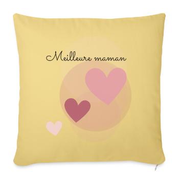 MAMAN. FÊTE DES MÈRES. COEUR. FÊTE. BONNE FÊTE - Housse de coussin décorative 45 x 45 cm - jaune délavé - Devant