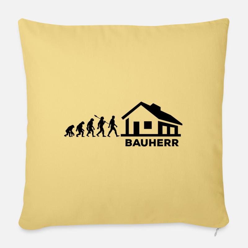 Evolution - Bauherr - Haus - bauen - EFH - Sofakissenbezug 45 x 45 cm - Hellgelb