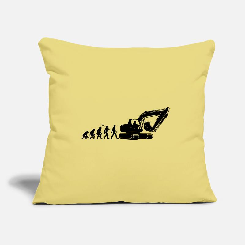 Evolution - conduite d'une excavatrice - chantier de construction, ouvrier du bâtiment Housse de coussin décorative 45 x 45 cm