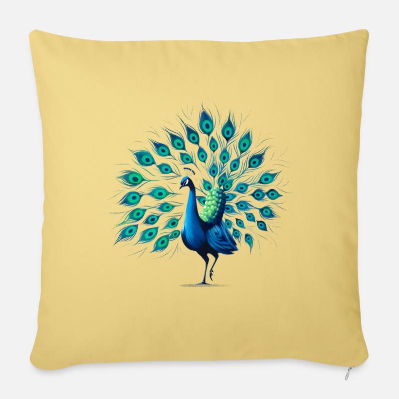 Pfau - Sofakissenbezug 45 x 45 cm - Hellgelb