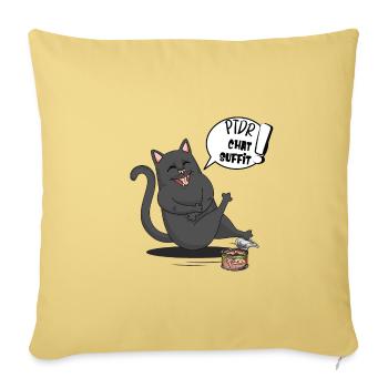 Le Chat Cartoon Mort de rire (mdr) - Housse de coussin décorative 45 x 45 cm - jaune délavé - Devant