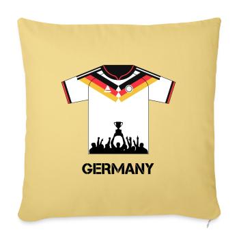 Maillot de football allemand avec coupe – Design du ventilateur - Housse de coussin décorative 45 x 45 cm - jaune délavé - Devant