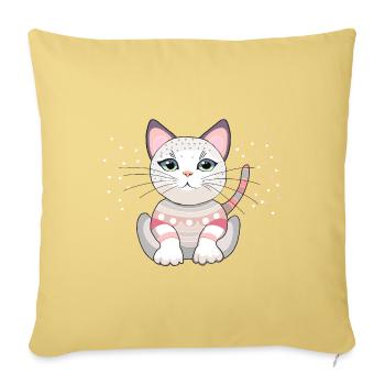 Katze Maneki Neko - Sofakissenbezug 45 x 45 cm - Hellgelb - Vorne