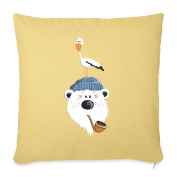 Bär mit Möwe - Sofakissenbezug 45 x 45 cm - Hellgelb - Vorne