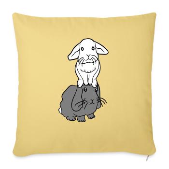 2 lapins amis équipe équipage couple deux assis sur la tête - Housse de coussin décorative 45 x 45 cm - jaune délavé - Devant