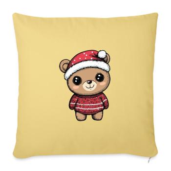Bande dessinée de Noël ours - Housse de coussin décorative 45 x 45 cm - jaune délavé - Devant