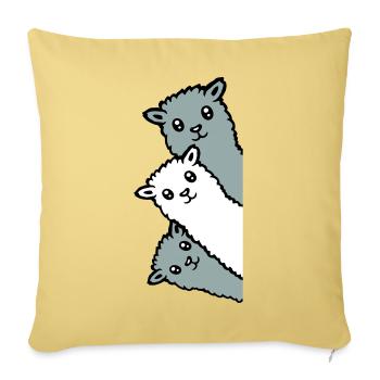 3 Alpacas Llamas Looking Curious Animal Heads Joy - Sofa pillowcase 17,3'' x 17,3'' (45 x 45 cm) - washed yellow - Front